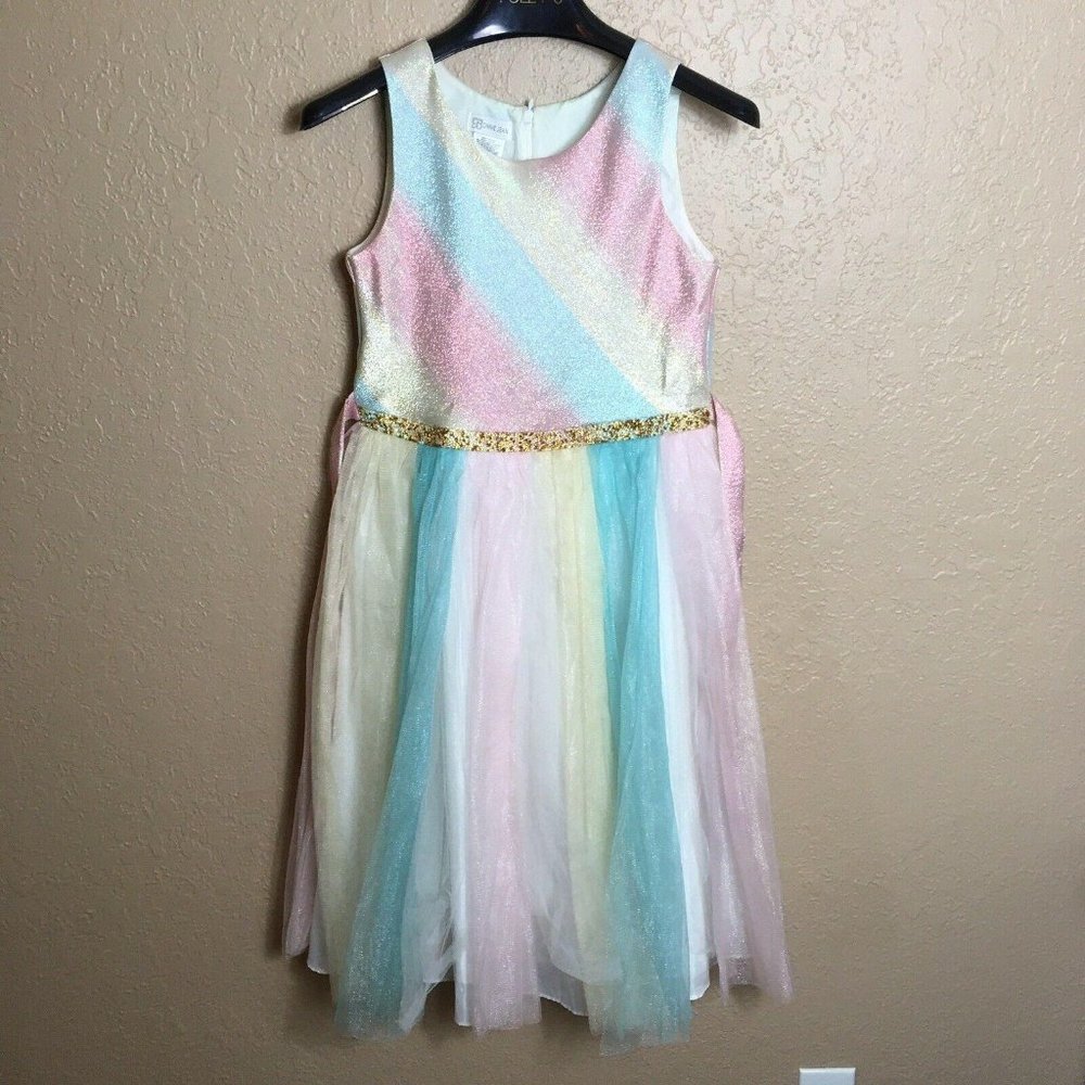 Bonnie Jean Girls Dress Sz 16 Muted Rainbow Tulle